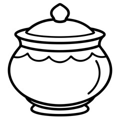 Minimal Clay Pot Line Art Illustration 