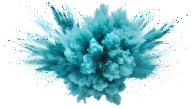 Turquoise Powder Explosion isolated on a transparent background - Powered by Adobe