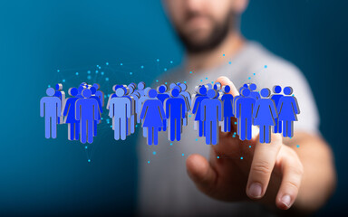Image of a digital network connecting many people, symbolizing community and global connections.