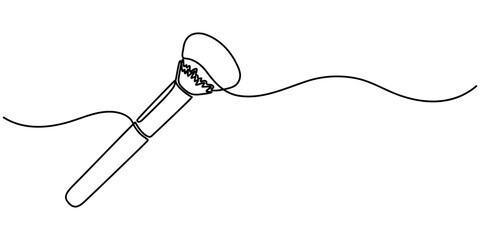 makeup brush continuous one line drawing, Professional makeup brushes one line colored continuous drawing. Makeup and beauty tools continuous one line illustration. Vector linear illustration. 
