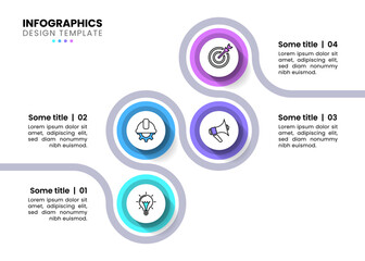 Infographic template. Zigzag line with 4 circles and icons