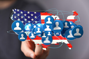 Visual representation of a network connecting people across the United States.