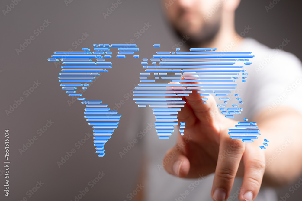 Poster abstract world map concept. digital networking, global business, and internet technology.