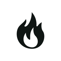 Abstract Fire Symbol – Black Flame Graphic on White