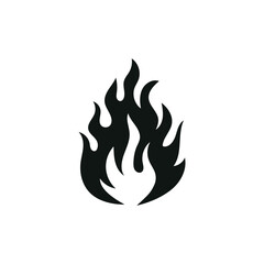 Abstract Fire Symbol – Black Flame Graphic on White
