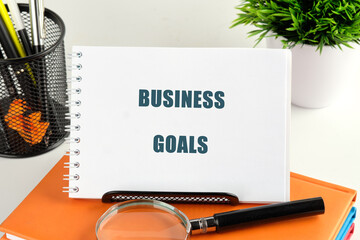 BUSINESS GOALS words. Business concept. A place to copy, planning to winner concept