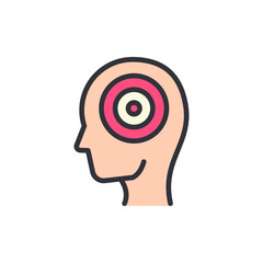 Human Head With Target Symbol Representing Goals And Aspirations