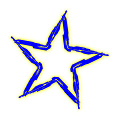 Sparkling blue star on transparent background