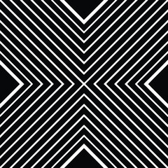 Abstract black and white geometric pattern with diagonal lines and chevron shapes