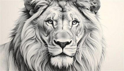 a pencil drawing of a Lion