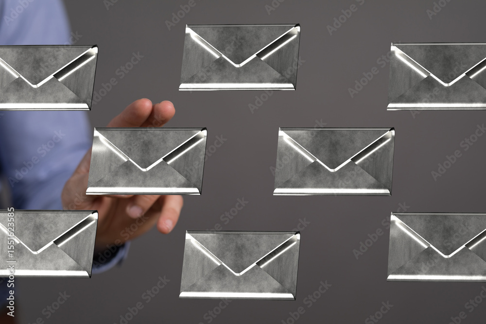 Poster image depicts a hand reaching for multiple digital email icons, symbolizing email management and inb