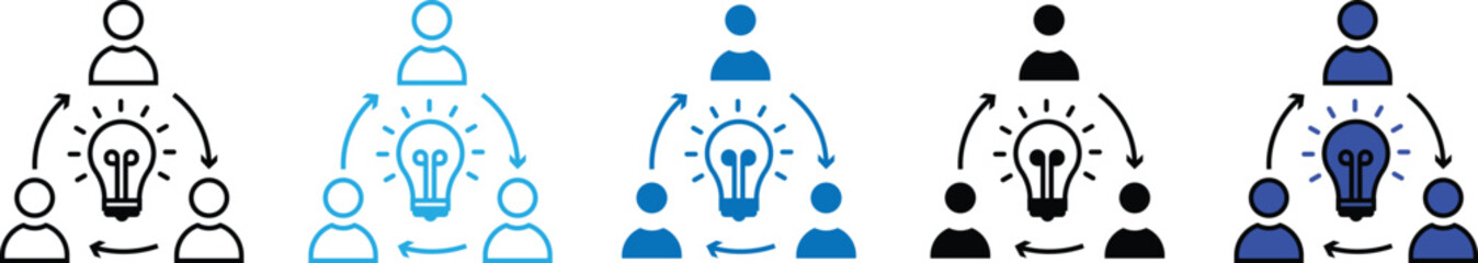 Team Collaboration and Idea Sharing Icons – Innovation and Brainstorming Concept