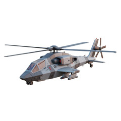 Fototapeta premium Detailed 3d model of a military attack helicopter isolated on a transparent background.
