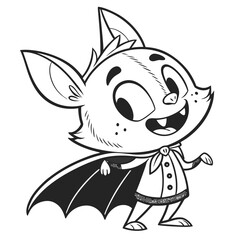 Vector art of cute cartoon bat vampire character illustration, isolated on white background
