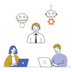 Customer support team using ai assistance for efficient service