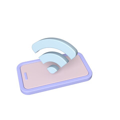 3d rendered smartphone with a light blue wi fi symbol floating above it