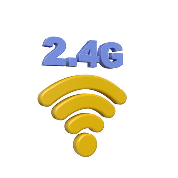 3d rendered 2 4ghz wi fi symbol with blue text on black background