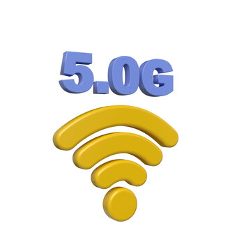 3d render of 5g symbol and text on black background