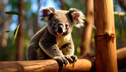 Cute Koala Australia Wildlife Animal Bamboo Forest.