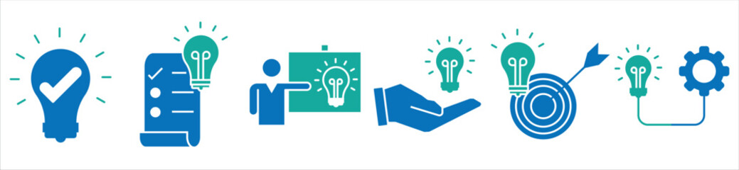 Fototapeta premium Creative Idea and Innovation Icons – Strategy, Solution, and Target Concept