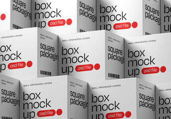 Isometric Stacked Boxes Packaging Mockup Set