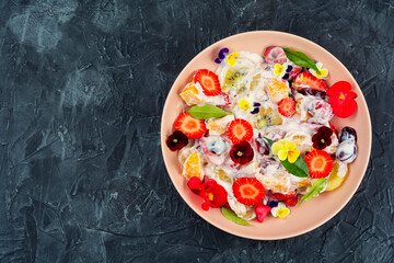 Appetizing summer fruit salad.