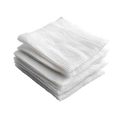 Stack of Fluffy White Terrycloth Towels Pile Fresh Laundry Linens Soft on transparent background