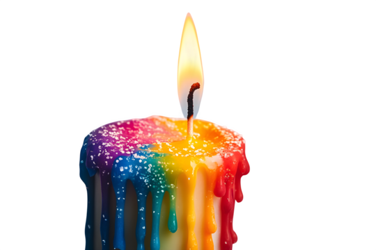Birthday candle with drip wax isolated on white background - Powered by Adobe