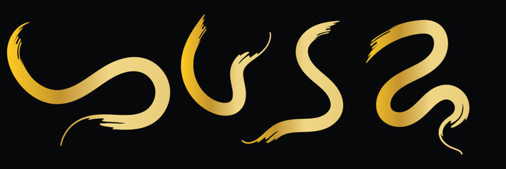 Luxury decoration text box golden brush element template design png file on background.