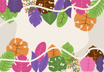 Floral patterns around edges. Beautiful background with delicate plants blooming at edges on white backdrop. 