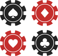 Casino Poker Chips Icon Set - Gaming & Gambling Elements