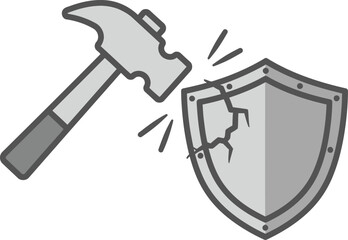  Broken Shield Icon - Vulnerability, Cyberattack & Security Breach