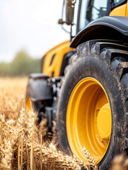 Agricultural machinery harvesting wheat