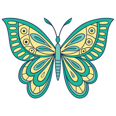 Botanical Butterfly Artwork Green and Cream Toned Wings