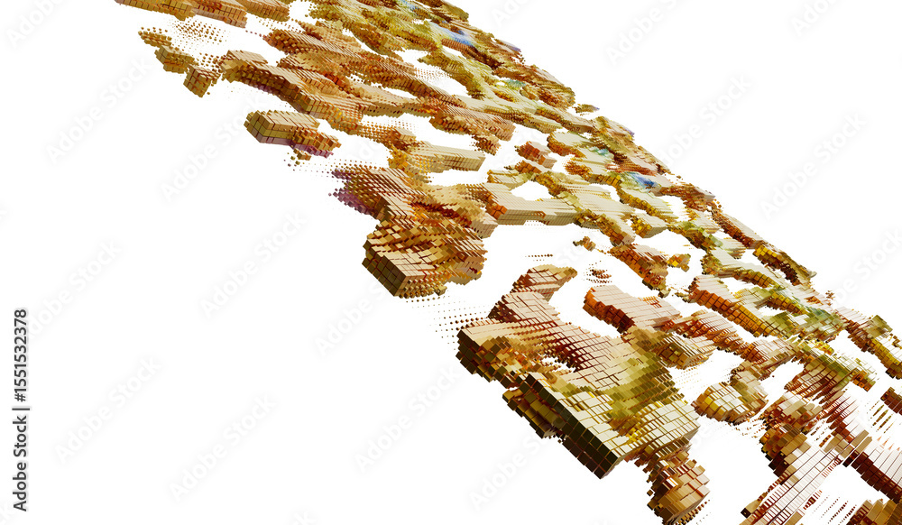 Poster 3d render of abstract gold cubes, perfect for modern designs and backgrounds. high resolution textur