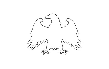 Bird of prey flying in continuous line art drawing style. Eagle in flight black linear design, Flying eagle simple line art illustration. Continuous one line draw.