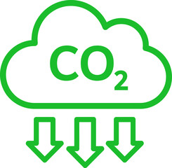 Carbon Emission Reduction Icon: CO2 Cloud & Green Energy