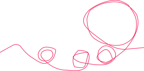 Abstract continuous line drawing of four spiral-like circles in varying sizes along a flowing line. Ideal for modern, creative, or minimalist art and design projects.