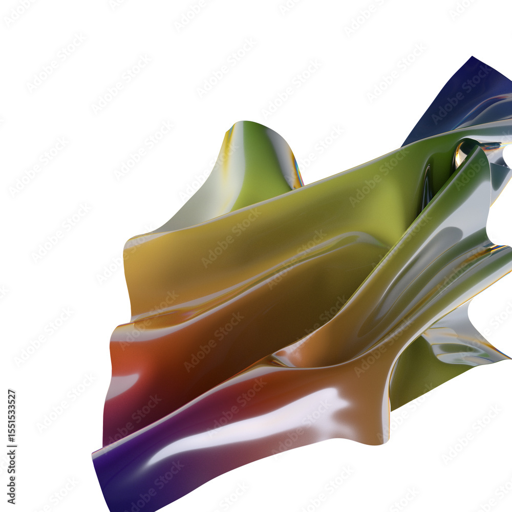 Aufkleber abstract iridescent folds of metallic fabric a symphony of colors and shapes