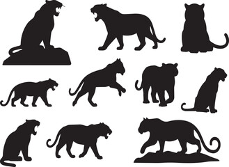 Black Tiger Silhouette – Jungle Big Cat Vector Graphic