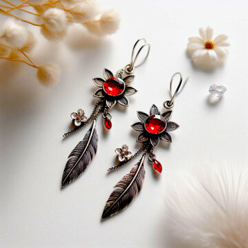 Pair of dazzling ruby and diamond earrings
