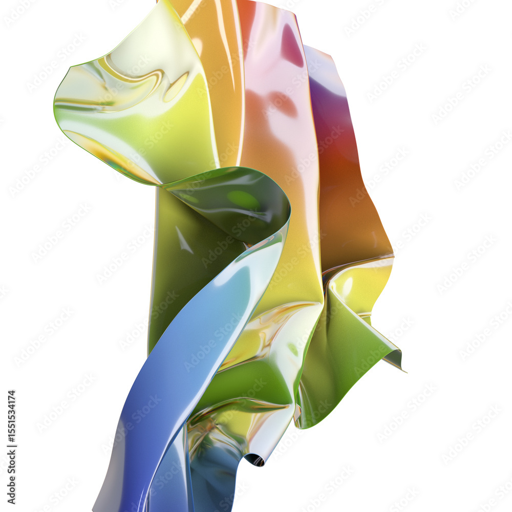 Poster abstract iridescent folds of metallic fabric a symphony of colors and shapes