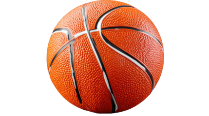 Basketball : A detailed, close-up shot of a classic orange basketball, showcasing its textured surface and iconic black lines. This image captures the essence of sport.