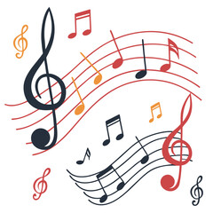 Colorful Musical Notes and Clef Illustration
