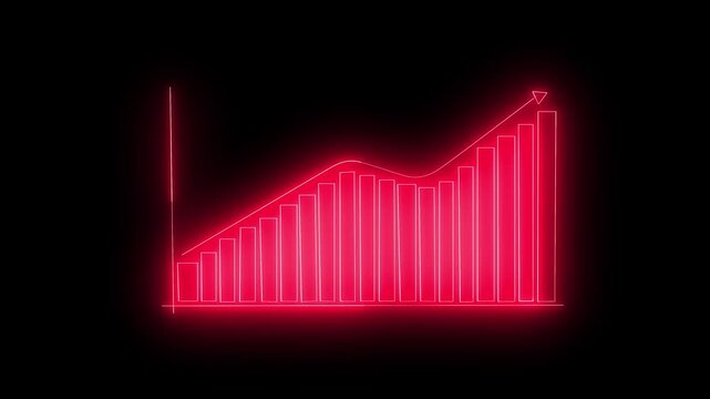 4k video Neon business graph Profit and cost future concept up business graph icon animated Success , profit, growth concept.......