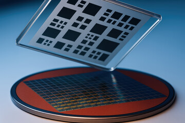 Semiconductor wafer and photomask used in industry for production of microchips and integrated circuits in clean environment