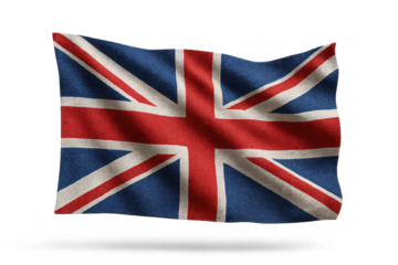 Detailed United Kingdom flag isolated on transparent background for design use