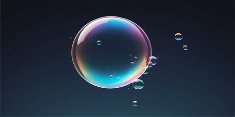 Colourful abstract background with transparent water bubbles and light reflections