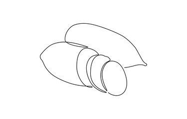 Potatoes vector illustration. One continuous line drawing art illustration, One line drawing features two potatoes, One line drawing features two potatoes in a simple and elegant continuous line.