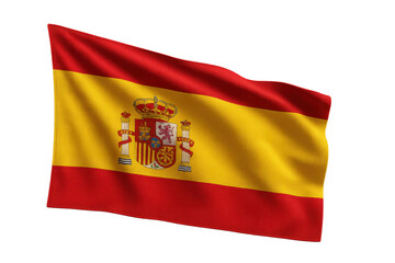 Obraz premium Waving flag of Spain isolated on transparent background, vibrant colors, detailed